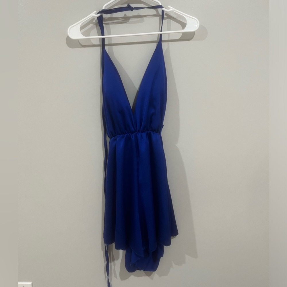 small blue halter top romper
